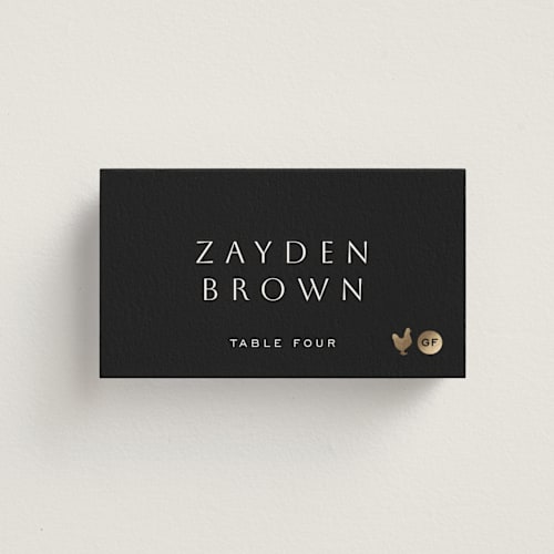 This is a twilight wedding place cards with foil pressed by Sierra Lee called twilight printing on signature in placecard