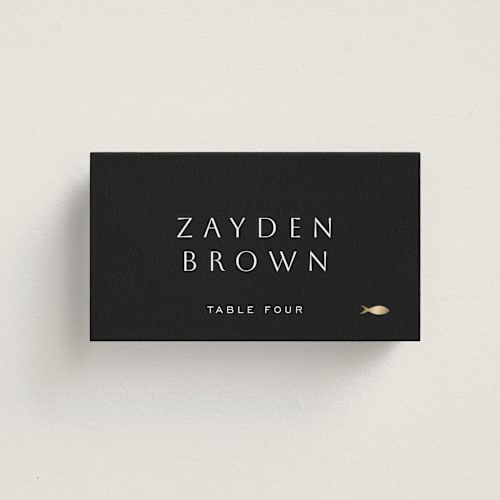This is a twilight wedding place cards with foil pressed by Sierra Lee called twilight printing on signature in placecard