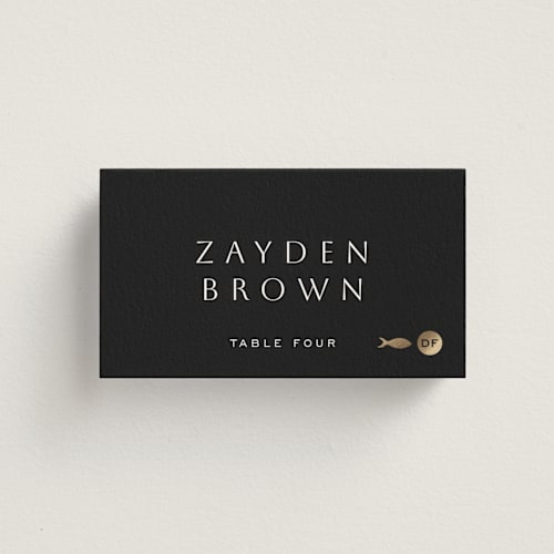 This is a twilight wedding place cards with foil pressed by Sierra Lee called twilight printing on signature in placecard