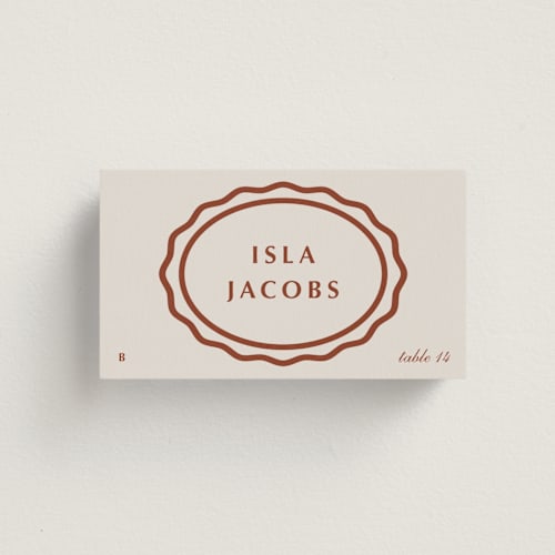 This is a champagne wedding place cards with standard by Baumbirdy called pearl printing on signature in placecard