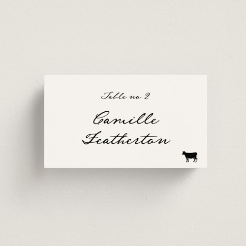 This is a onyx wedding place cards with standard by Benita Crandall called the classic printing on signature in placecard
