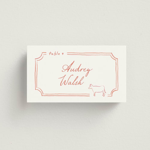 This is a hibiscus wedding place cards with standard by Creo Study called organic frame printing on signature in placecard