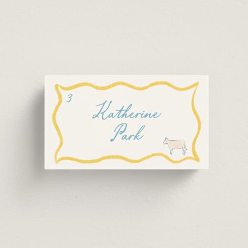 This is a positano wedding place cards with standard by Creo Study called summer trail printing on signature in placecard