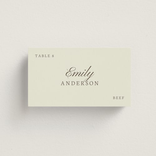 This is a laurel wedding place cards with standard by elithing called subtle elegance printing on signature in placecard