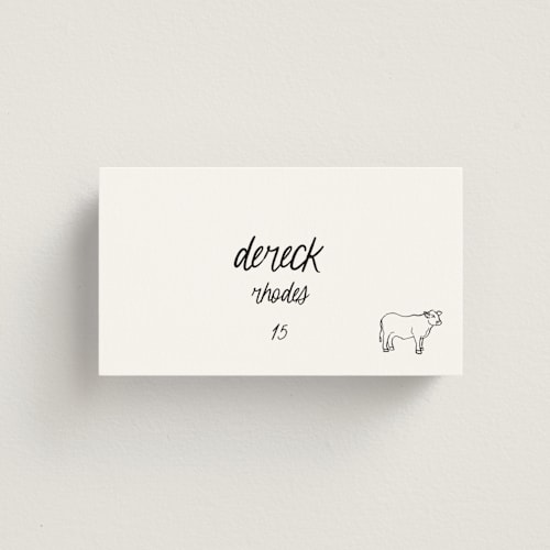 This is a ink wedding place cards with standard by Kelly Watkins called simple printing on signature in placecard