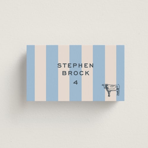 This is a bluebell wedding place cards with standard by Megan Davis called rhode printing on signature in placecard