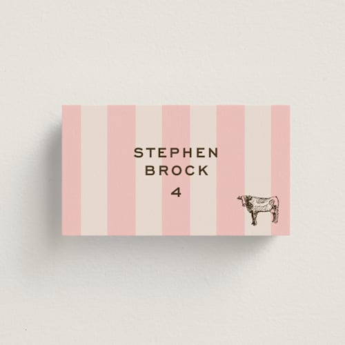 This is a peony wedding place cards with standard by Megan Davis called rhode printing on signature in placecard
