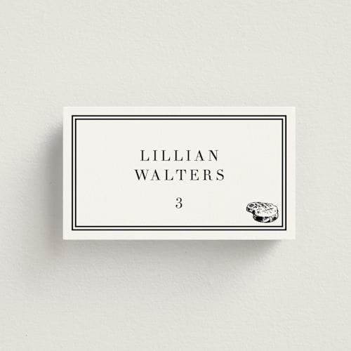 This is a tuxedo wedding place cards with standard by Megan Davis called perry printing on signature in placecard