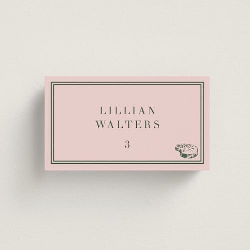This is a strawberry wedding place cards with standard by Megan Davis called perry printing on signature in placecard
