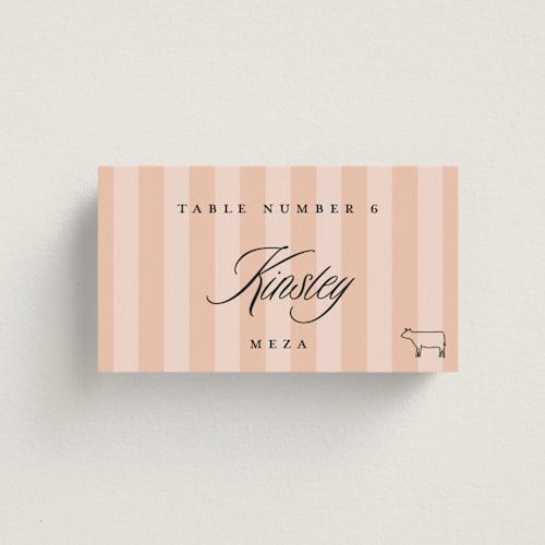 This is a candy wedding place cards with standard by Susan Zinader called a simple stripe meal choice printing on signature in placecard