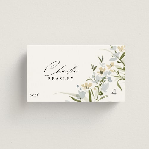This is a lily wedding place cards with standard by Everett Paper Goods called fleur printing on signature in placecard