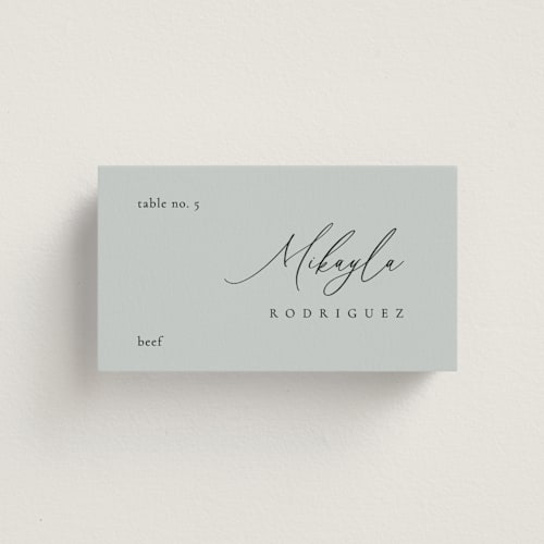 This is a sky wedding place cards with standard by Kelly Schmidt called corner printing on signature in placecard