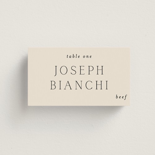 This is a linen wedding place cards with standard by Vanessa Doyle called in love printing on signature in placecard