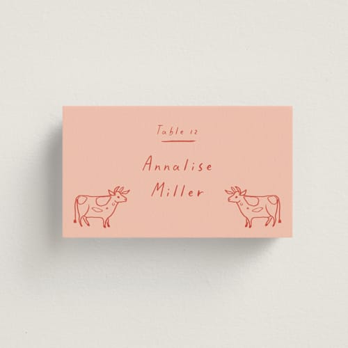 This is a flamingo wedding place cards with standard by Ani Somi called bon vivant printing on signature in placecard