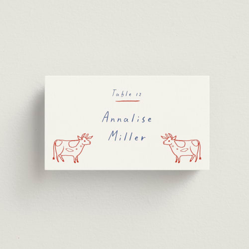 This is a cardinal wedding place cards with standard by Ani Somi called bon vivant printing on signature in placecard