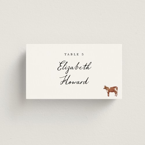 This is a pearl wedding place cards with standard by Petra Kern called let's eat printing on signature in placecard