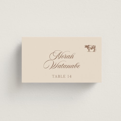 This is a walnut wedding place cards with standard by Ashley Nicole called preppy stripes printing on signature in placecard