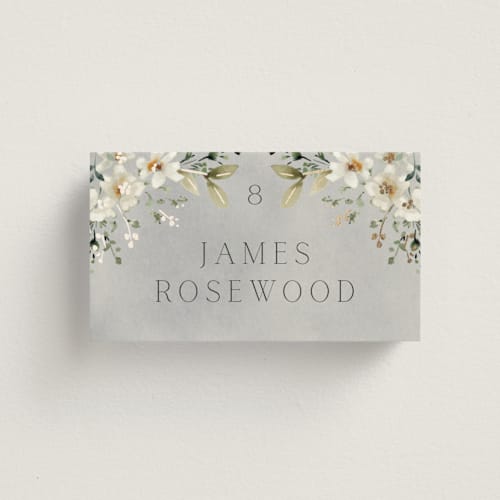 This is a meadow wedding place cards with foil pressed by Petra Kern called love song printing on signature in placecard