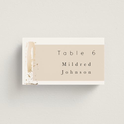 This is a blush wedding place cards with foil pressed by Hannah Williams called modern serene printing on signature in placecard
