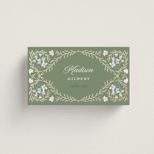 This is a morris wedding place cards with foil pressed by Claudia Orengo called victorian printing on signature in placecard