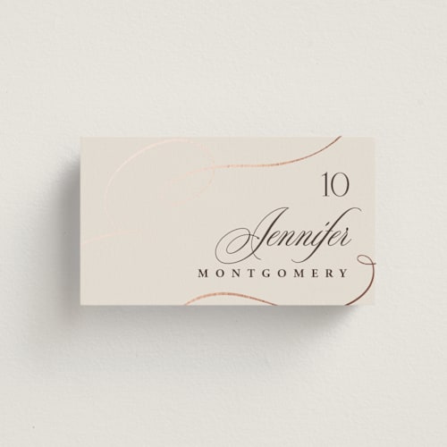 This is a cream wedding place cards with foil pressed by Hooray Creative called and centered printing on signature in placecard