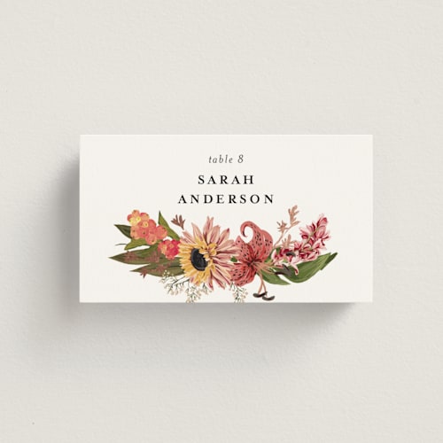 This is a summer wedding place cards with foil pressed by Susan Moyal called harmony printing on signature in placecard