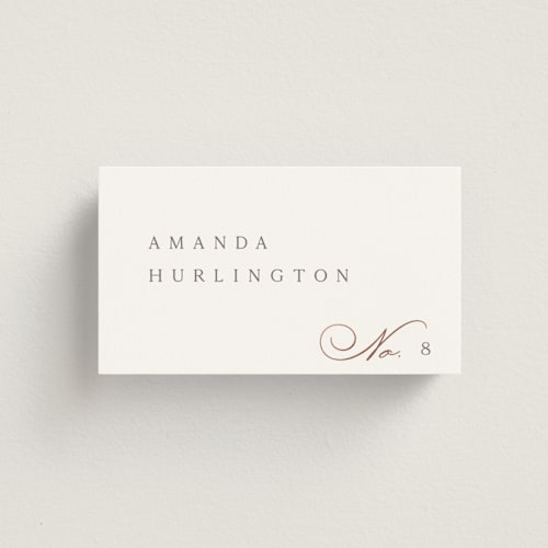 This is a snow wedding place cards with foil pressed by Kaydi Bishop called eternal printing on signature in placecard