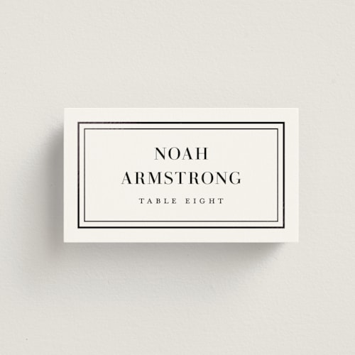 This is a cotton wedding place cards with foil pressed by Jennifer Postorino called polished printing on signature in placecard