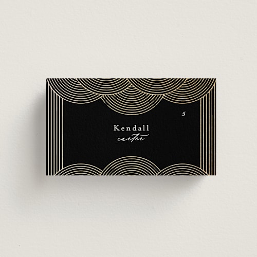 This is a onyx wedding place cards with foil pressed by Lori Wemple called ionic printing on signature in placecard