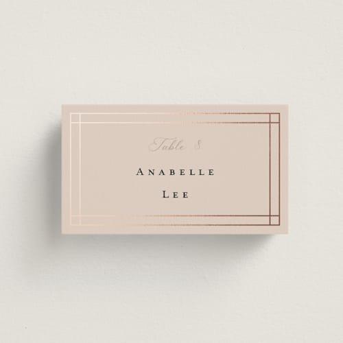 This is a rose wedding place cards with foil pressed by Ani Somi called champagne printing on signature in placecard