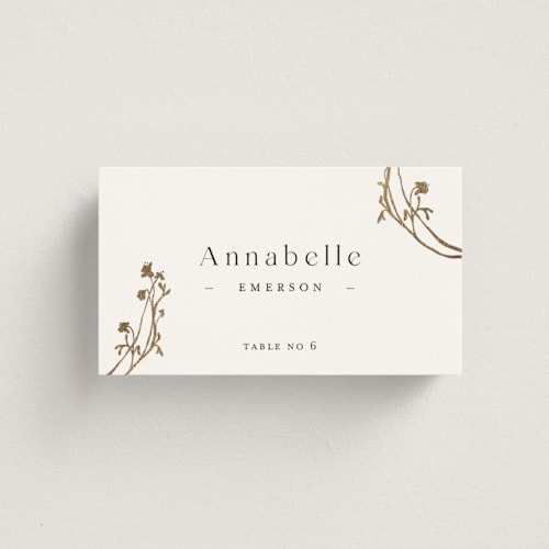 This is a blanc wedding place cards with foil pressed by Pati Cascino called floral enlace printing on signature in placecard