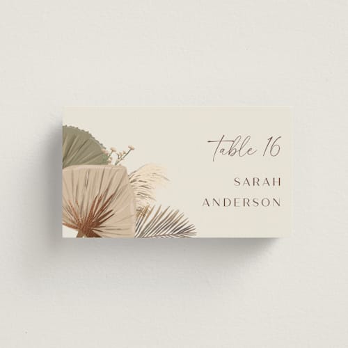 This is a dusk wedding place cards with foil pressed by Susan Moyal called jasmine printing on signature in placecard