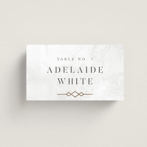 This is a opal wedding place cards with foil pressed by Robert and Stella called regent printing on signature in placecard