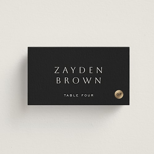 This is a twilight wedding place cards with foil pressed by Sierra Lee called twilight printing on signature in placecard