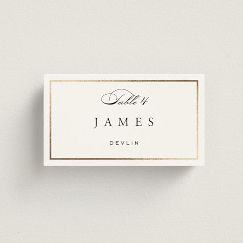 This is a pearl wedding place cards with foil pressed by Janean Hinger called intertwined printing on signature in placecard