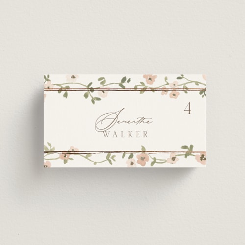 This is a copper wedding place cards with foil pressed by Everett Paper Goods called portico printing on signature in placecard