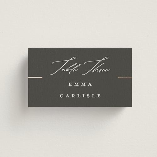 This is a iron wedding place cards with foil pressed by Erica Krystek called formal lines printing on signature in placecard