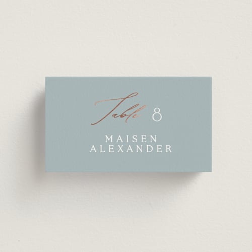 This is a provincial wedding place cards with foil pressed by Angela Thompson called gilded edge printing on signature in placecard