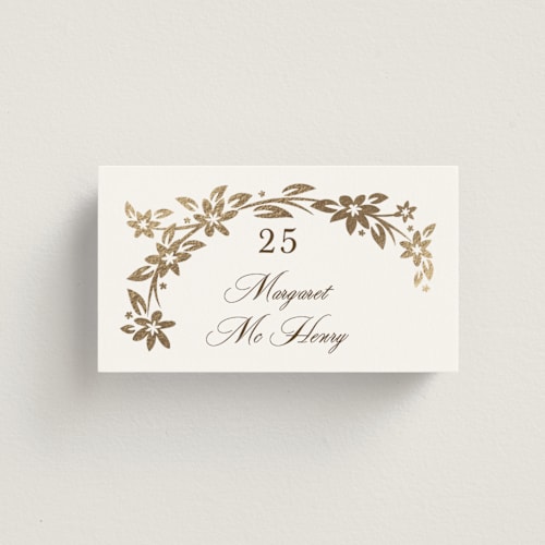 This is a forest wedding place cards with foil pressed by Paper Sun Studio called in the country printing on signature in placecard