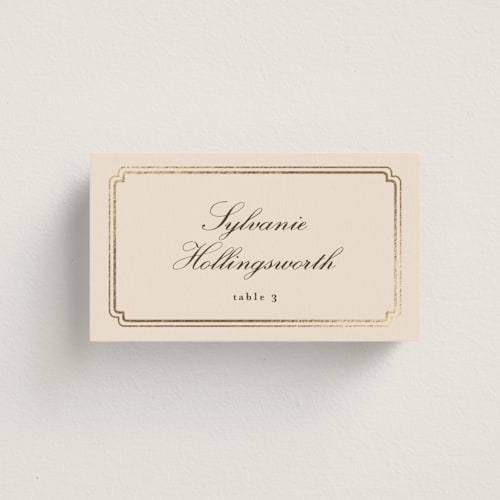 This is a bisque wedding place cards with foil pressed by chocomocacino called lussekatter printing on signature in placecard