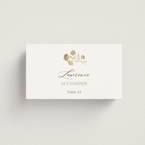 This is a garden wedding place cards with foil pressed by Yaling Hou Suzuki called bright garden printing on signature in placecard