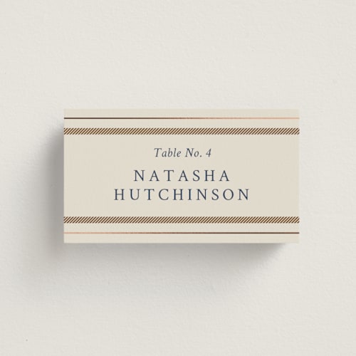 This is a midnight wedding place cards with foil pressed by Sam Dubeau called equestrian printing on signature in placecard