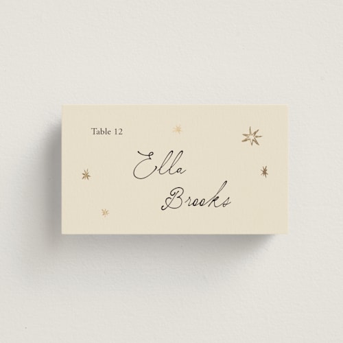 This is a noir wedding place cards with foil pressed by Ani Somi called written in the stars printing on signature in placecard