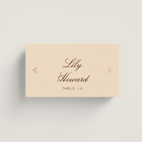 This is a coco wedding place cards with foil pressed by Ani Somi called sweet fancy printing on signature in placecard