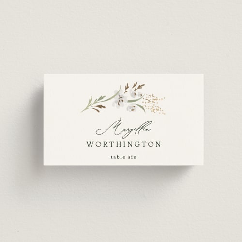 This is a forest floor wedding place cards with foil pressed by Erin L. Wilson called meadow printing on signature in placecard