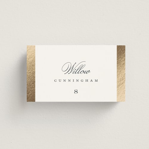 This is a quartz wedding place cards with foil pressed by Kristie Kern called the ritz printing on signature in placecard