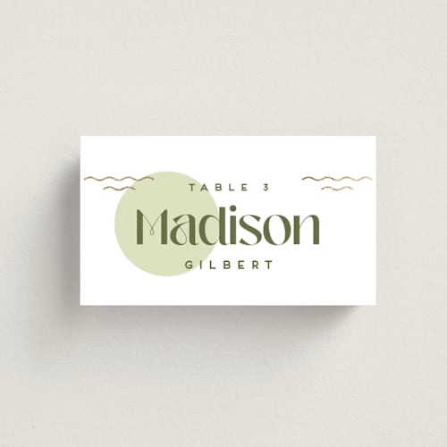 This is a kiwi wedding place cards with foil pressed by Claudia Orengo called news! printing on signature in placecard