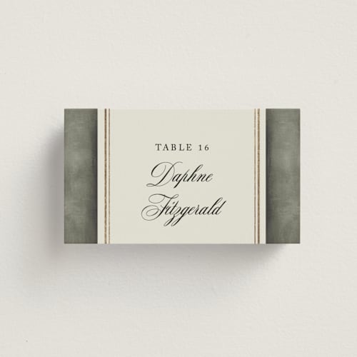 This is a noir wedding place cards with foil pressed by Jackie Crawford called josephine printing on signature in placecard