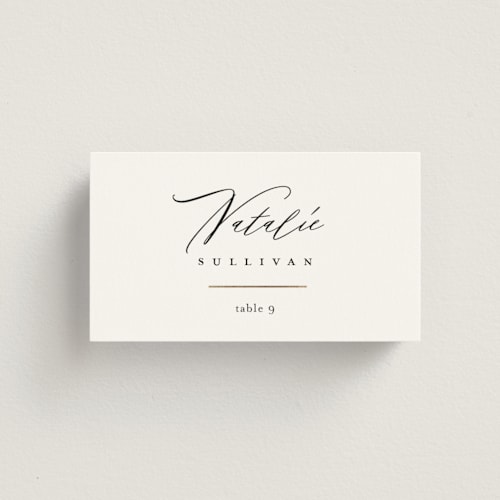 This is a sugar wedding place cards with foil pressed by Jessica Williams called idyllic printing on signature in placecard