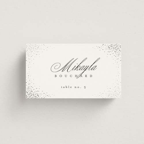 This is a magic wedding place cards with foil pressed by Kelly Schmidt called disney's cinderella castle printing on signature in placecard